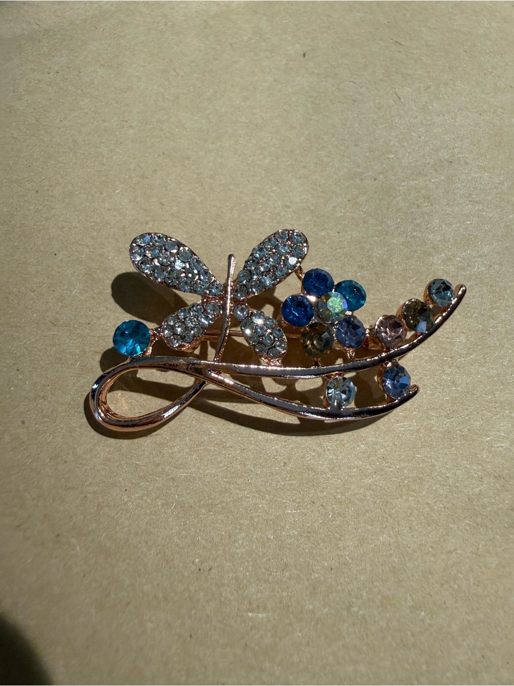 Butterfly Brooch with Blue Accents NWOT - Picture 2 of 4